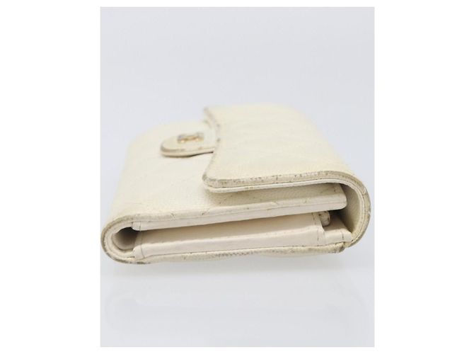 Cartera larga CHANEL Matelasse Caviar Skin White Gold CC Auth 200700 Blanco Dorado - vista 5