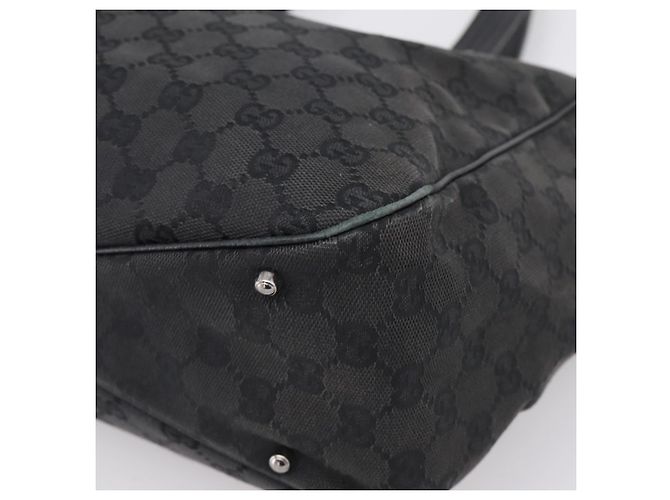 Borsa GUCCI GG Canvas Nero Argento 113017 Auth 203778 - vista 11