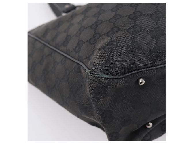 Borsa GUCCI GG Canvas Nero Argento 113017 Auth 203778 - vista 12