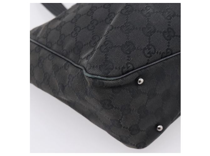 Borsa GUCCI GG Canvas Nero Argento 113017 Auth 203778 - vista 14
