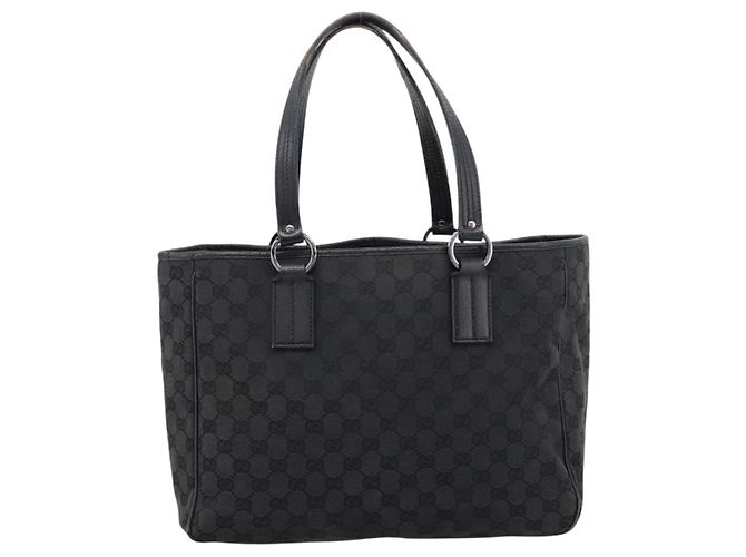 Borsa GUCCI GG Canvas Nero Argento 113017 Auth 203778 - vista 2
