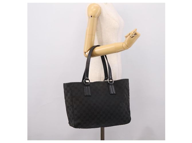 Borsa GUCCI GG Canvas Nero Argento 113017 Auth 203778 - vista 22