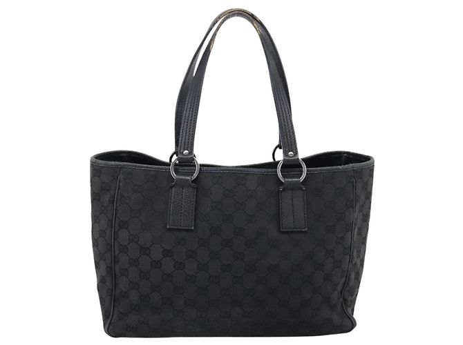 Borsa GUCCI GG Canvas Nero Argento 113017 Auth 203778 - vista 3
