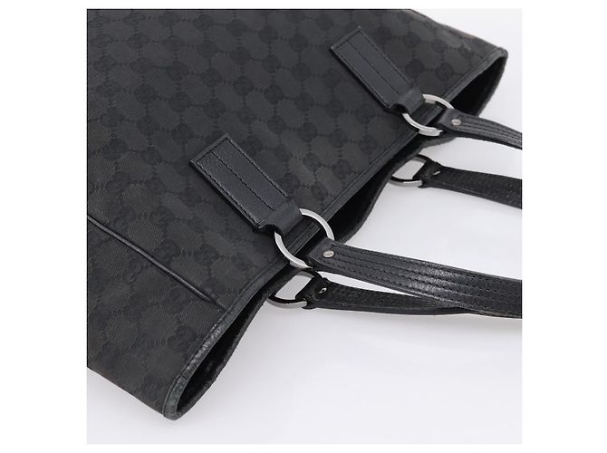 Borsa GUCCI GG Canvas Nero Argento 113017 Auth 203778 - vista 6