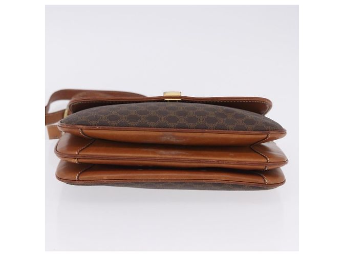 16 Céline Borsa a tracolla CELINE Macadam Canvas PVC Leather Brown Gold Auth 200927 Marrone D'oro - vista 14