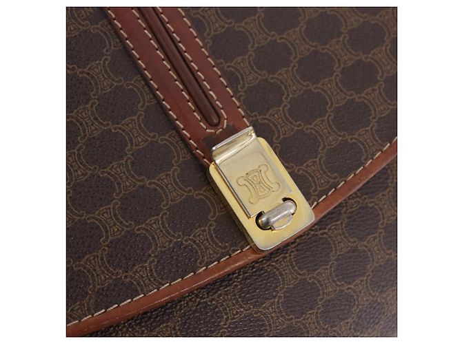 16 Céline Borsa a tracolla CELINE Macadam Canvas PVC Leather Brown Gold Auth 200927 Marrone D'oro - vista 20