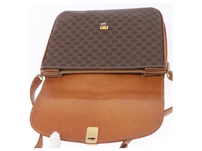 16 Céline Borsa a tracolla CELINE Macadam Canvas PVC Leather Brown Gold Auth 200927 Marrone D'oro - vista 21