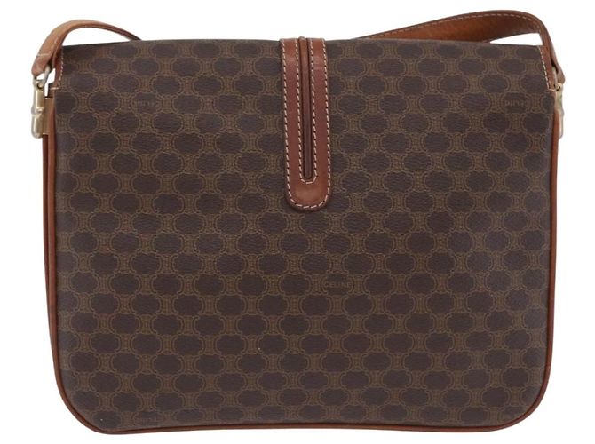 16 Céline Borsa a tracolla CELINE Macadam Canvas PVC Leather Brown Gold Auth 200927 Marrone D'oro - vista 3
