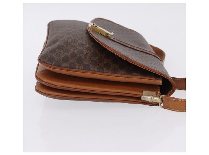 16 Céline Borsa a tracolla CELINE Macadam Canvas PVC Leather Brown Gold Auth 200927 Marrone D'oro - vista 4