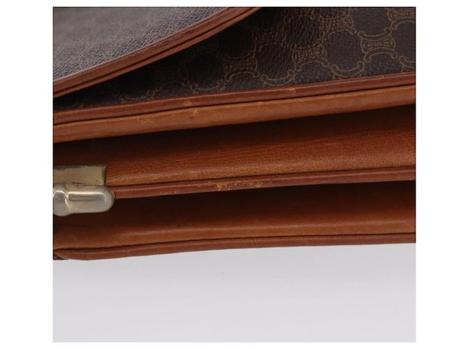 16 Céline Borsa a tracolla CELINE Macadam Canvas PVC Leather Brown Gold Auth 200927 Marrone D'oro - vista 6