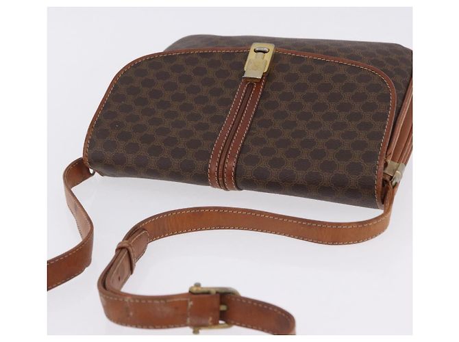 16 Céline Borsa a tracolla CELINE Macadam Canvas PVC Leather Brown Gold Auth 200927 Marrone D'oro - vista 7