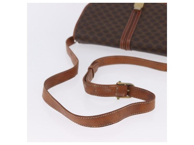 16 Céline Borsa a tracolla CELINE Macadam Canvas PVC Leather Brown Gold Auth 200927 Marrone D'oro - vista 8