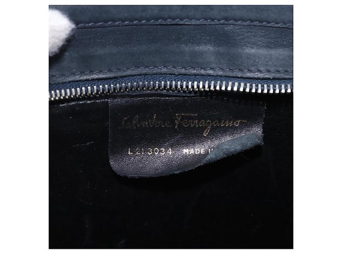 Borsa Salvatore Ferragamo Vala in camoscio 2way nera e oro autentica 202471 Nero D'oro - vista 18