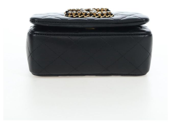 Borsa a tracolla CHANEL Matelasse con catena in pelle d'agnello nera e oro CC Auth 200775SM Nero D'oro - vista 10