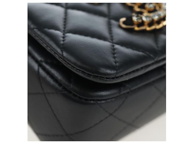 Borsa a tracolla CHANEL Matelasse con catena in pelle d'agnello nera e oro CC Auth 200775SM Nero D'oro - vista 11