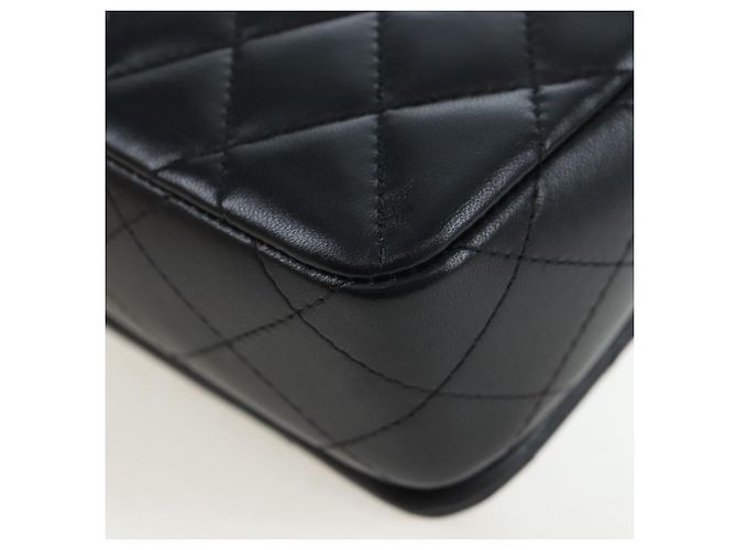 Borsa a tracolla CHANEL Matelasse con catena in pelle d'agnello nera e oro CC Auth 200775SM Nero D'oro - vista 14