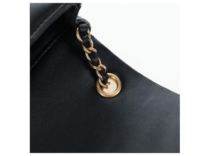 Borsa a tracolla CHANEL Matelasse con catena in pelle d'agnello nera e oro CC Auth 200775SM Nero D'oro - vista 18