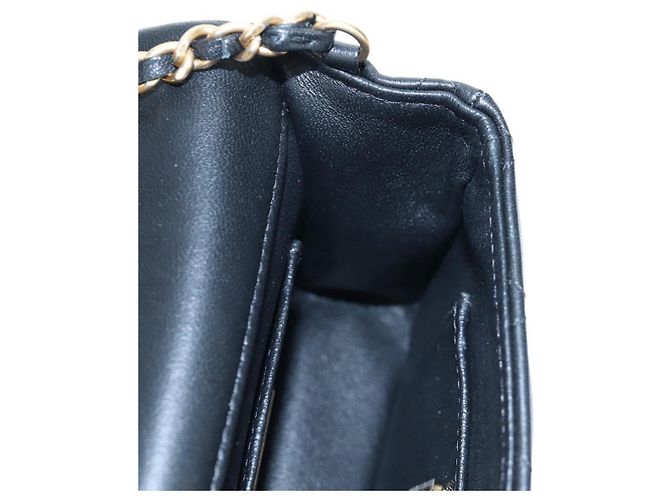 Borsa a tracolla CHANEL Matelasse con catena in pelle d'agnello nera e oro CC Auth 200775SM Nero D'oro - vista 22