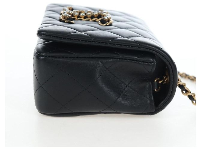 Borsa a tracolla CHANEL Matelasse con catena in pelle d'agnello nera e oro CC Auth 200775SM Nero D'oro - vista 5
