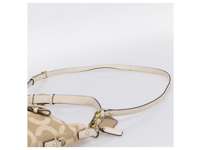 Borsa a Tracolla Coach Nylon 2way Beige Gold Auth 202750A D'oro - vista 10
