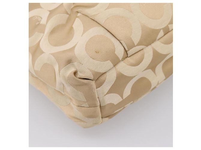 Borsa a Tracolla Coach Nylon 2way Beige Gold Auth 202750A D'oro - vista 15