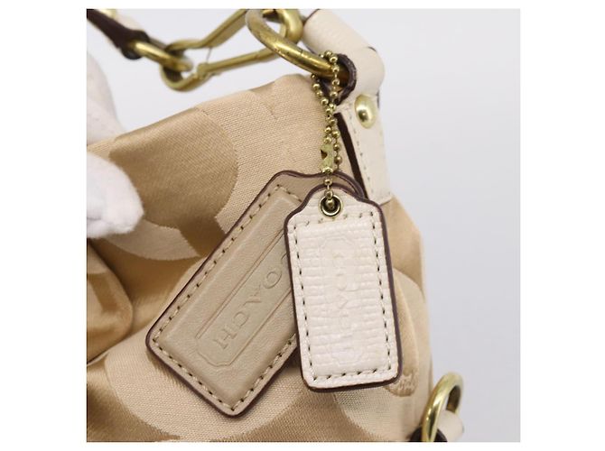 Borsa a Tracolla Coach Nylon 2way Beige Gold Auth 202750A D'oro - vista 16