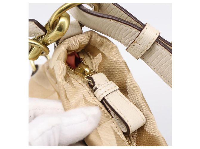 Borsa a Tracolla Coach Nylon 2way Beige Gold Auth 202750A D'oro - vista 17