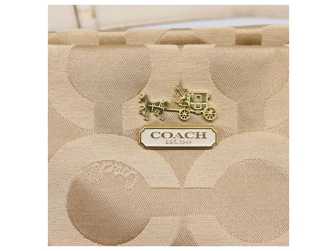 Borsa a Tracolla Coach Nylon 2way Beige Gold Auth 202750A D'oro - vista 18