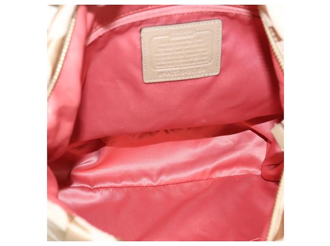 Borsa a Tracolla Coach Nylon 2way Beige Gold Auth 202750A D'oro - vista 20