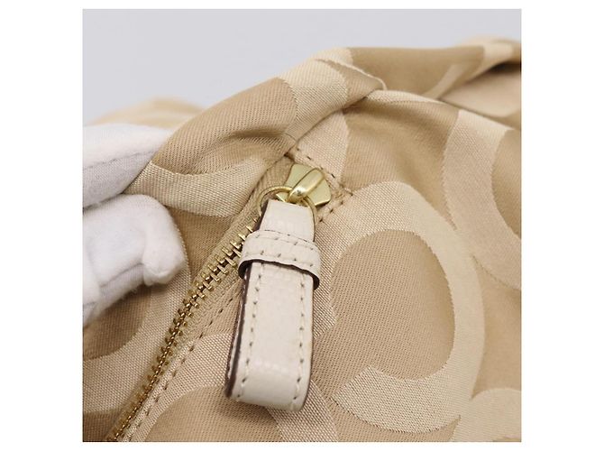 Borsa a Tracolla Coach Nylon 2way Beige Gold Auth 202750A D'oro - vista 26