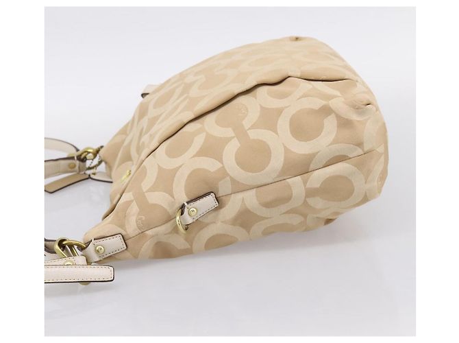 Borsa a Tracolla Coach Nylon 2way Beige Gold Auth 202750A D'oro - vista 4