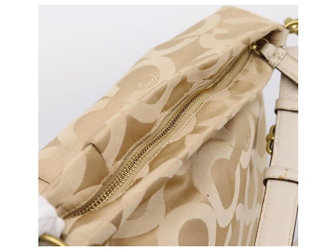 Borsa a Tracolla Coach Nylon 2way Beige Gold Auth 202750A D'oro - vista 6