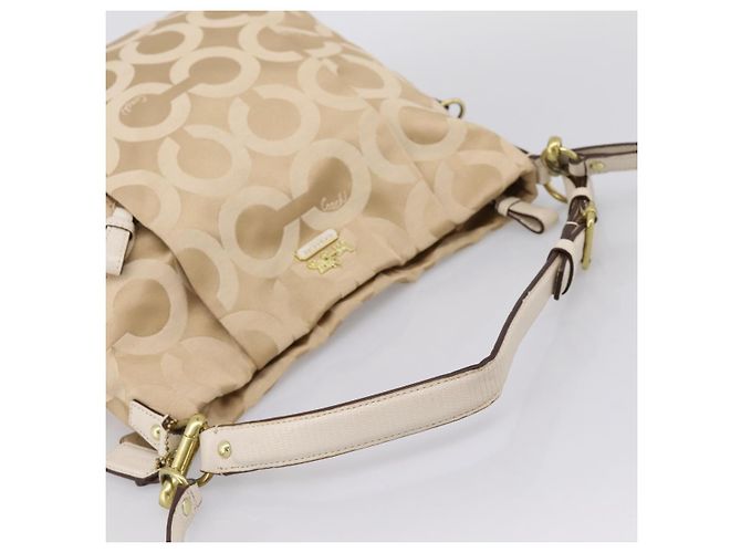 Borsa a Tracolla Coach Nylon 2way Beige Gold Auth 202750A D'oro - vista 7