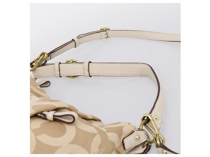 Borsa a Tracolla Coach Nylon 2way Beige Gold Auth 202750A D'oro - vista 8