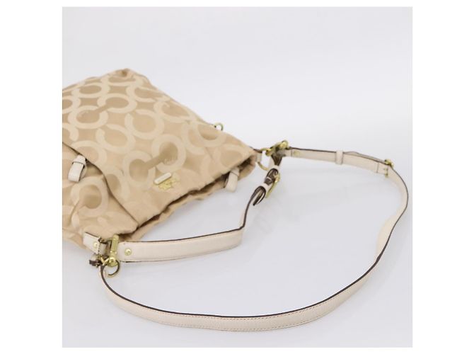 Borsa a Tracolla Coach Nylon 2way Beige Gold Auth 202750A D'oro - vista 9