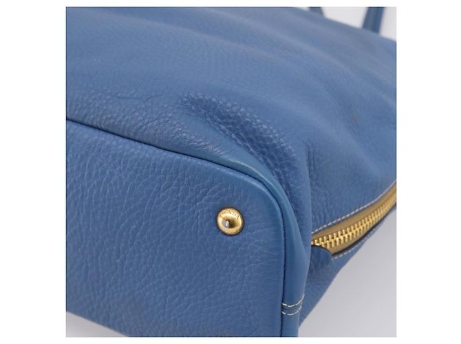 Borsa Tote PRADA in pelle Vittero Dino Blu Oro Auth 200767V D'oro - vista 12