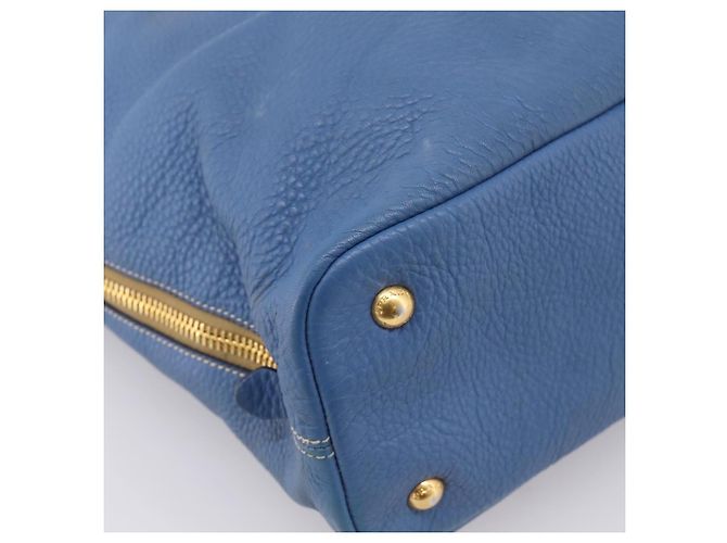 Borsa Tote PRADA in pelle Vittero Dino Blu Oro Auth 200767V D'oro - vista 13