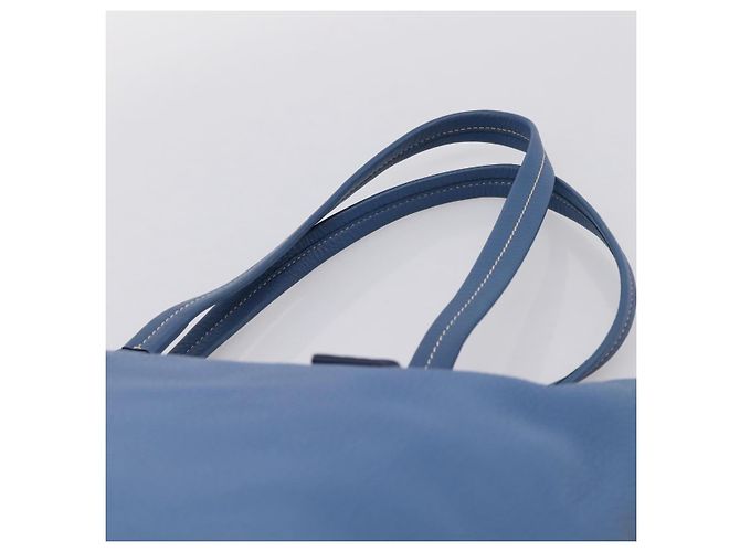 Borsa Tote PRADA in pelle Vittero Dino Blu Oro Auth 200767V D'oro - vista 8