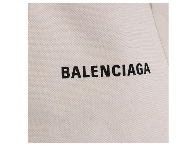 Borsa a mano BALENCIAGA Navy Cabas Canvas Ivory Silver 339933 Auth 202675A Argento Crudo - vista 17