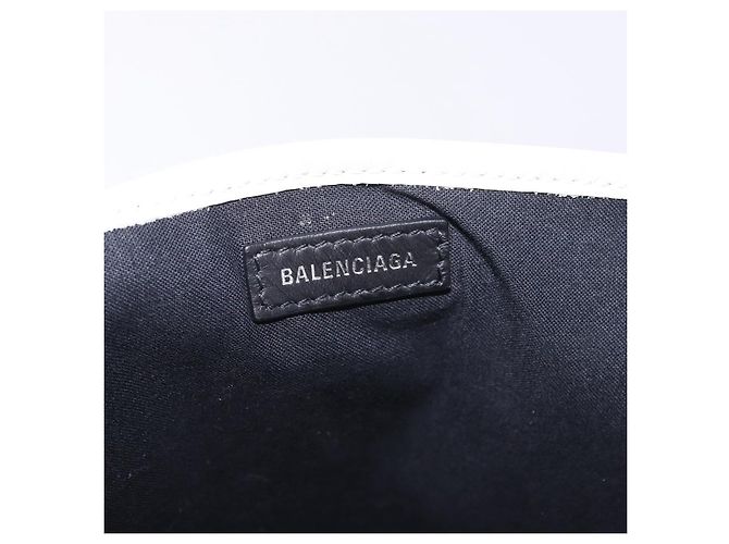 Borsa a mano BALENCIAGA Navy Cabas Canvas Ivory Silver 339933 Auth 202675A Argento Crudo - vista 18