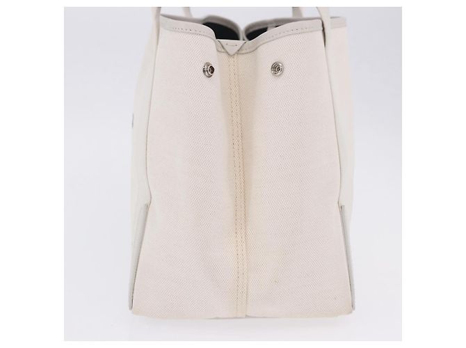 Borsa a mano BALENCIAGA Navy Cabas Canvas Ivory Silver 339933 Auth 202675A Argento Crudo - vista 4