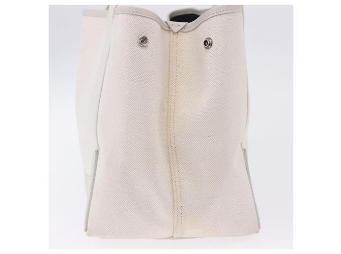 Borsa a mano BALENCIAGA Navy Cabas Canvas Ivory Silver 339933 Auth 202675A Argento Crudo - vista 6