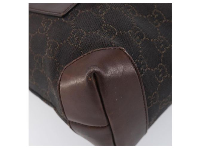 Borsa a mano GUCCI GG Canvas Marrone Scuro Argento 28893 Auth BA15708 - vista 11