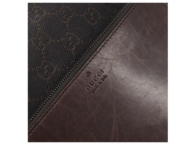 Borsa a mano GUCCI GG Canvas Marrone Scuro Argento 28893 Auth BA15708 - vista 14
