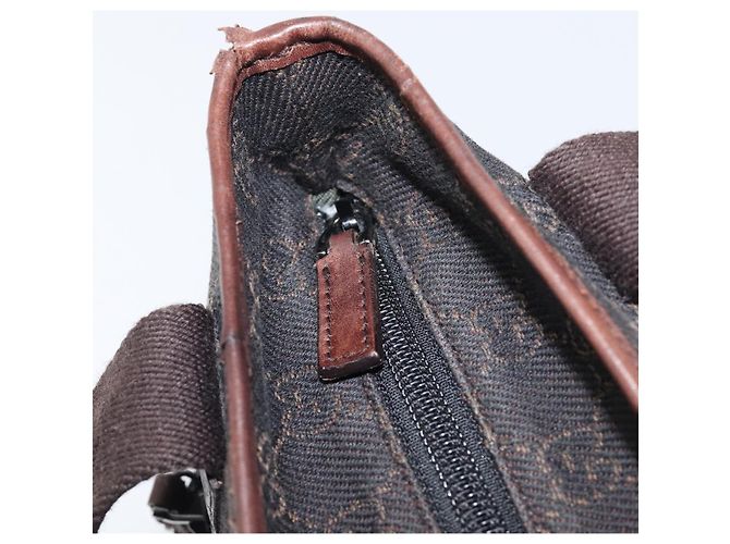 Borsa a mano GUCCI GG Canvas Marrone Scuro Argento 28893 Auth BA15708 - vista 16