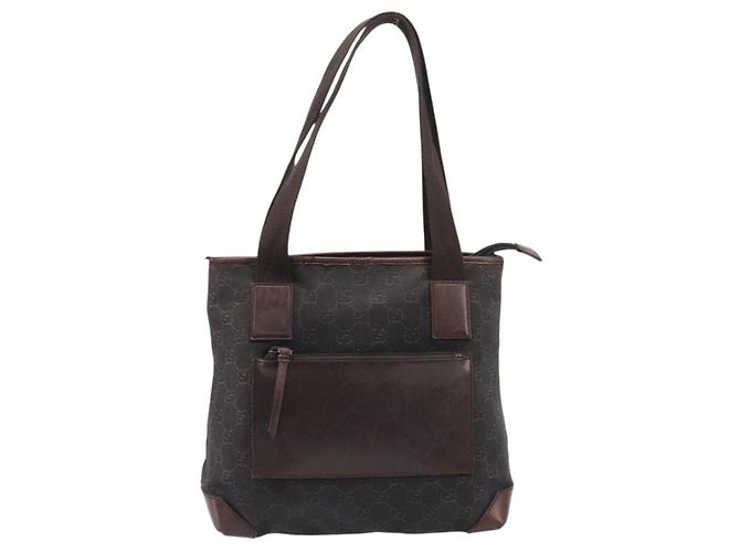 Borsa a mano GUCCI GG Canvas Marrone Scuro Argento 28893 Auth BA15708 - vista 2