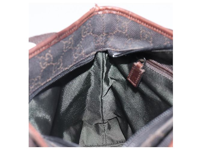 Borsa a mano GUCCI GG Canvas Marrone Scuro Argento 28893 Auth BA15708 - vista 20