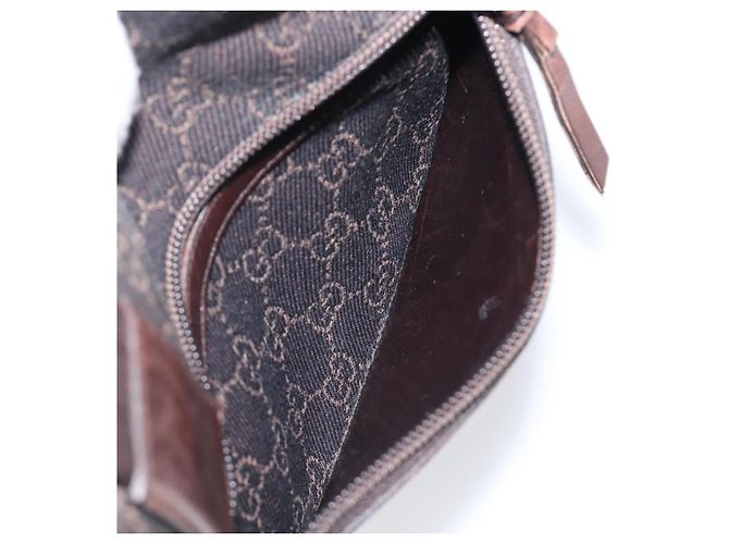 Borsa a mano GUCCI GG Canvas Marrone Scuro Argento 28893 Auth BA15708 - vista 23