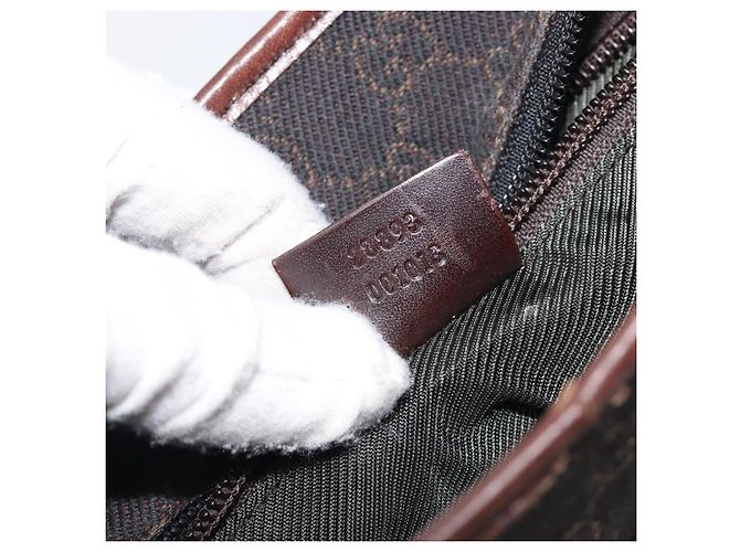 Borsa a mano GUCCI GG Canvas Marrone Scuro Argento 28893 Auth BA15708 - vista 24
