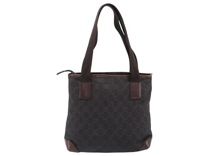 Borsa a mano GUCCI GG Canvas Marrone Scuro Argento 28893 Auth BA15708 - vista 3